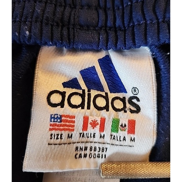 VTG Y2K 90s Adidas Pants Snap Tearaway 3 Stripe Warm Up Swisher Track Blue Men M - Picture 8 of 12